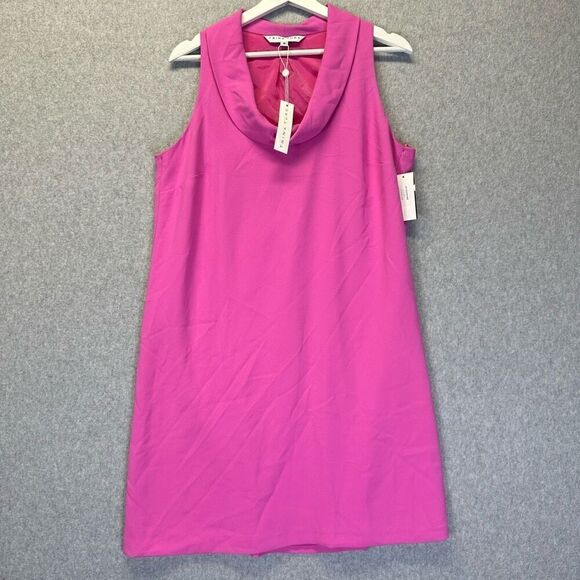 Trina Turk Women’s Size 8 Naples Dress Solid Pink Sleeveless A Line Cowl Neck - Picture 1 of 6